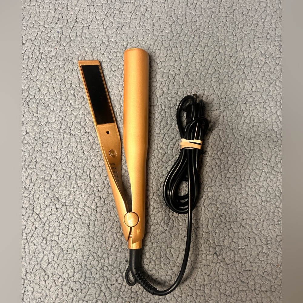 Electric Hair Straighten And Curling Iron Gold